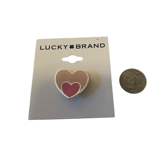 Pretty Two-Tone Pink & Matte Silver Heart Pin. - Picture 5 of 5